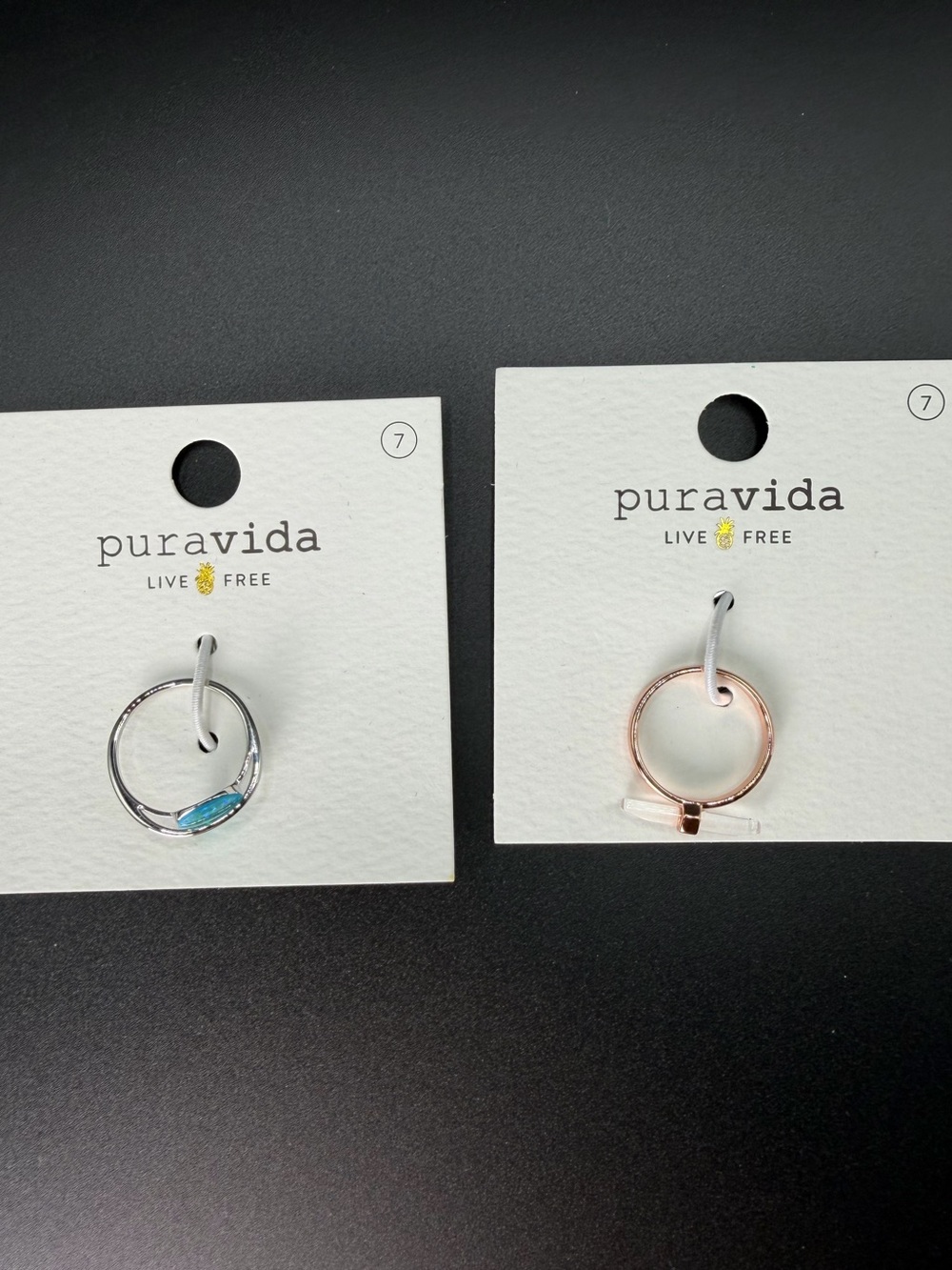 Pura Vida Luna Quartz Ring & Opal Saturn Ring Bundle Size 7 - Picture 4 of 5